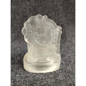 Jasco Mouse Clock Frosted Crystal Candle Holder w Battery Flicker Candle